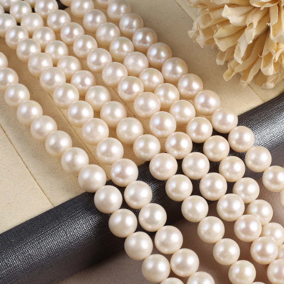 

White Natural Freshwater Pearl Punch Beads 9-10mm Jewelry Making DIY Wedding Necklace Bracelet Accessories Elegant Jewelry 36CM