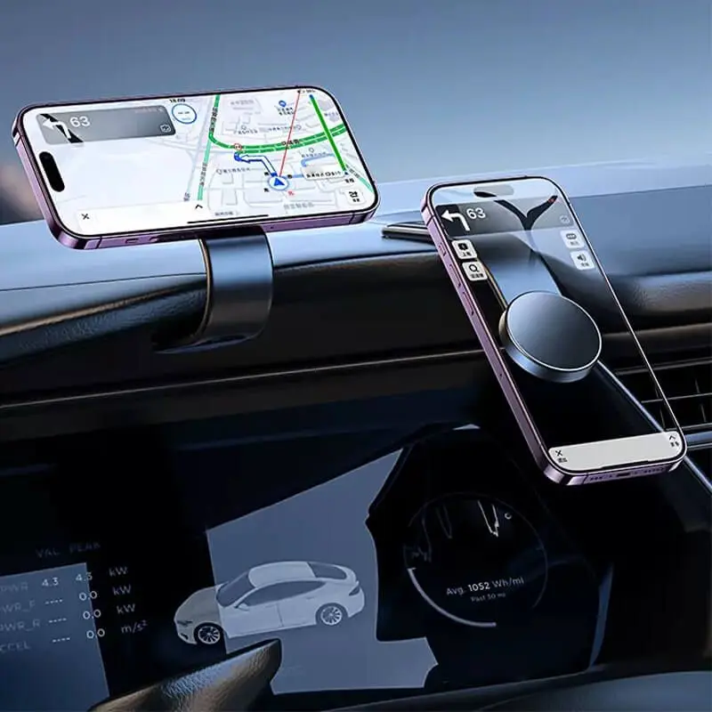 Universal Magnetic Car Phone Holder Mobile Cell Phone Stand Smartphone Pillar Mount Magnetic Suction Car Holder For Tesla
