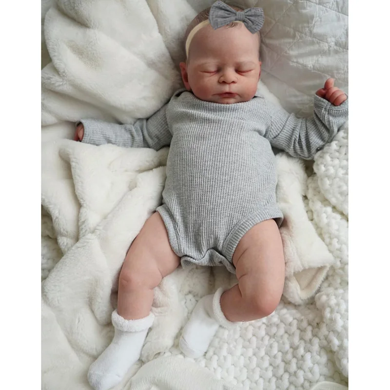 

50CM Bebe Reborn Baby Timothy Newborn Size Baby Doll Lifelike Soft Cuddly Baby Multiple Layers Painting 3D Skin Visible Veins