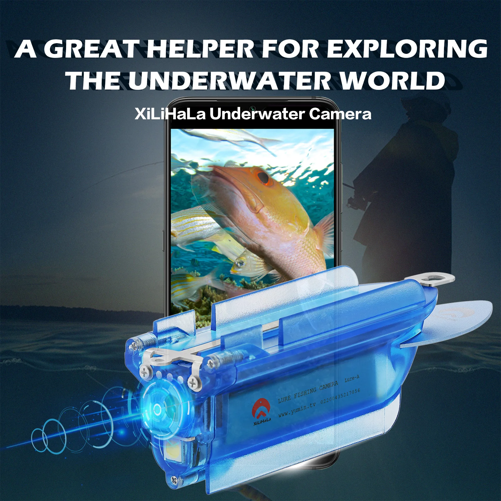 Wireless Underwater Fishing Camera 1080P,Wi-Fi Fish Cam with 64GB TF Card,  Rechargeable Battery Loop Recording,iOS and Android