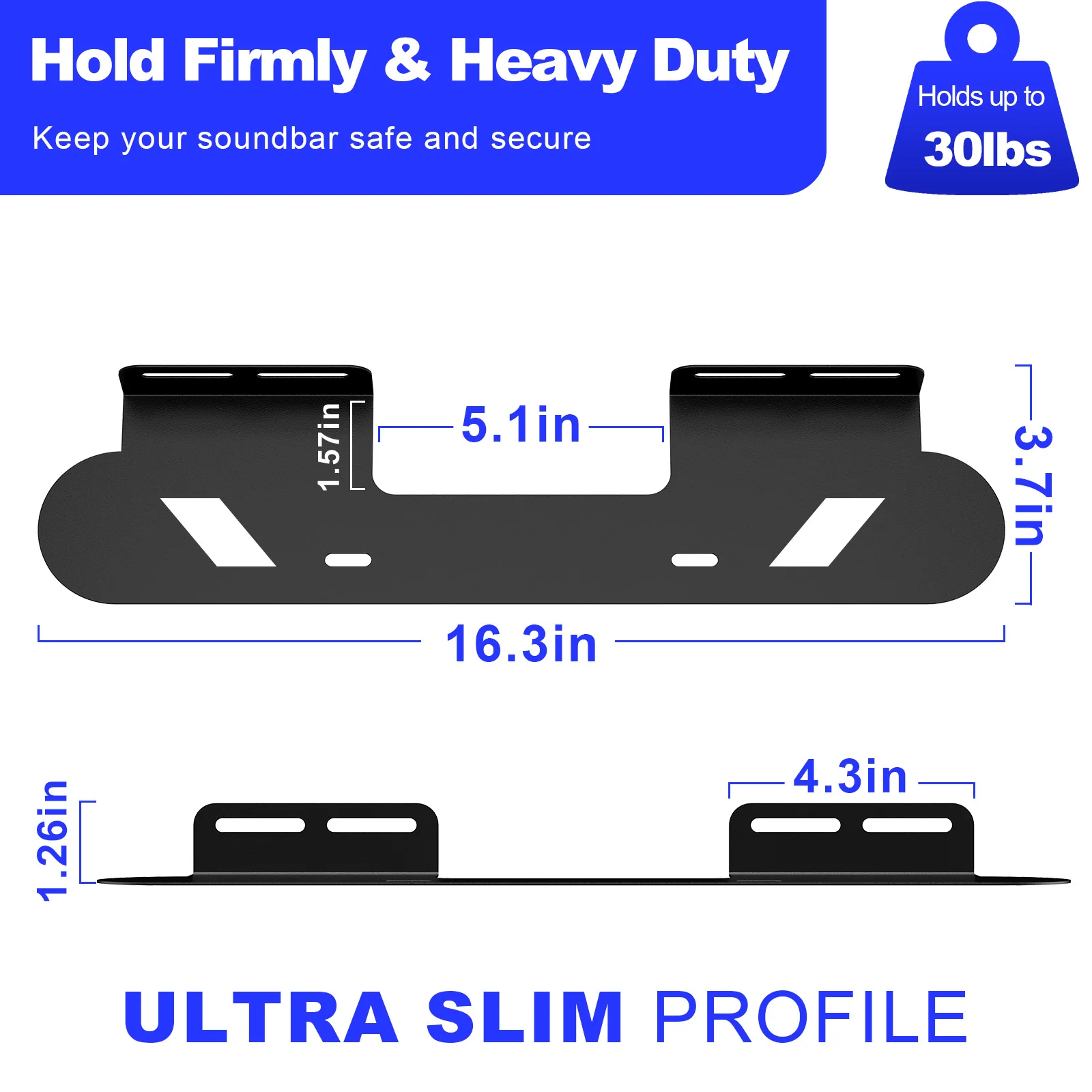 Wall Mount Soundbar Bracket Space Saving for a Comfortable Music Experience, Wall Mounted Carbon Steel Speaker Holder Sleek