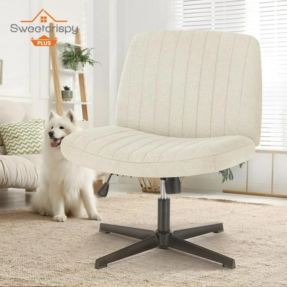 

Chairs Height Adjustable Chair Armless Desk Chair No Wheels Cross Legged Office Chair Wide Swivel Home Office Desk Chairs