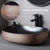 Brown Porcelain Ceramic Vessel Sink Above Counter Vanity Bowl Basin Bathroom Sanitary Balcony Table Sink Countertop Oval Basin 3