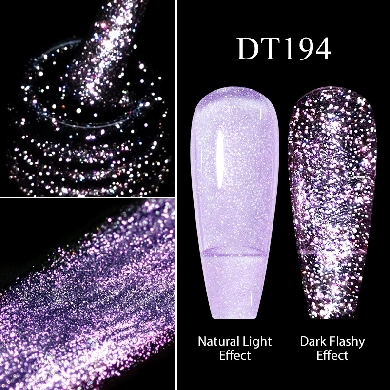 MEET ACROSS 7ml Translucency Reflective Gel Nail Polish Reflective Glitter Semi Permanent Soak Off UV Gel Nail Art Varnish 4
