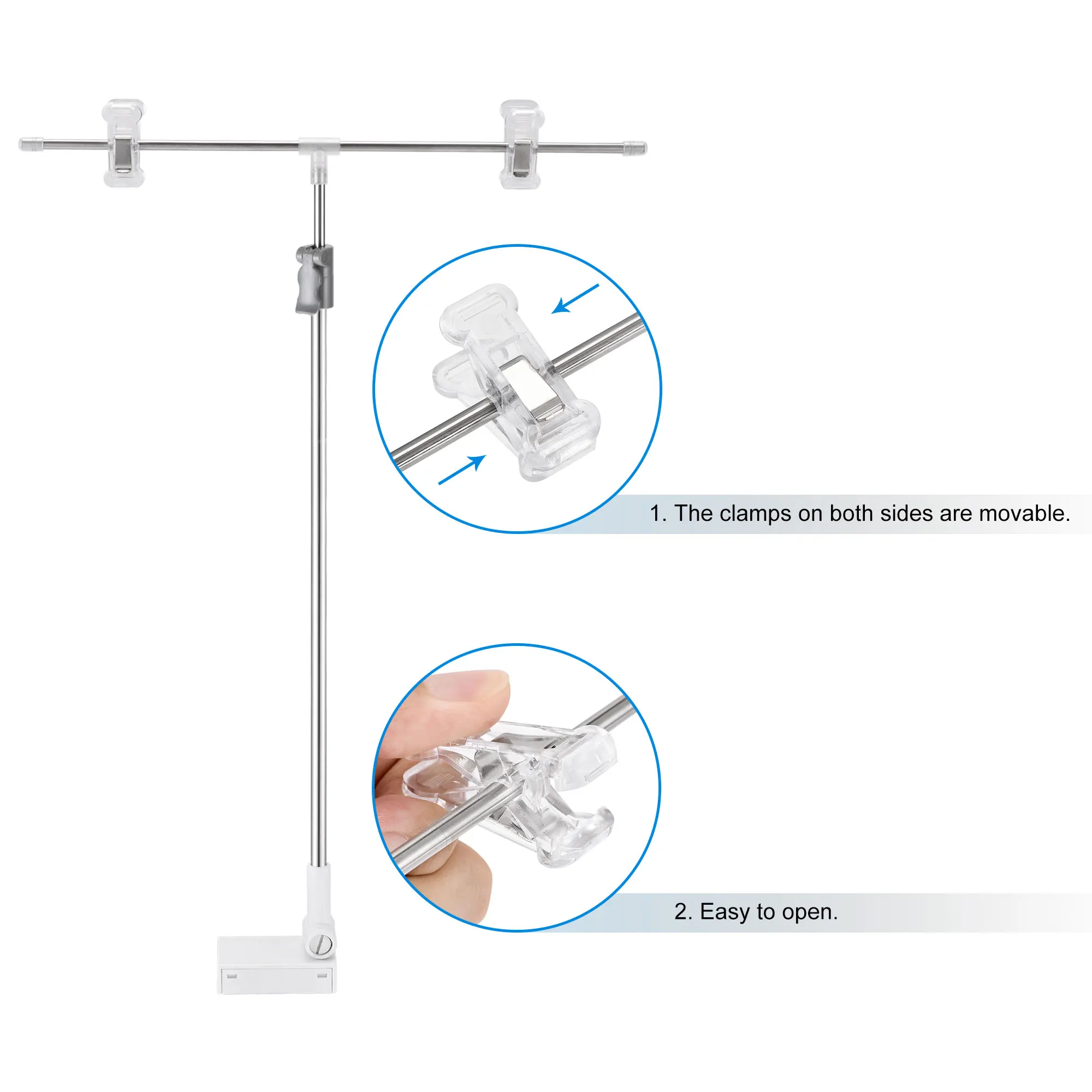 Uxcell L Shape Sign 2 Section Adjustable Advertising Stand, Desktop Stainless Steel Advertising Display Holder with Clip