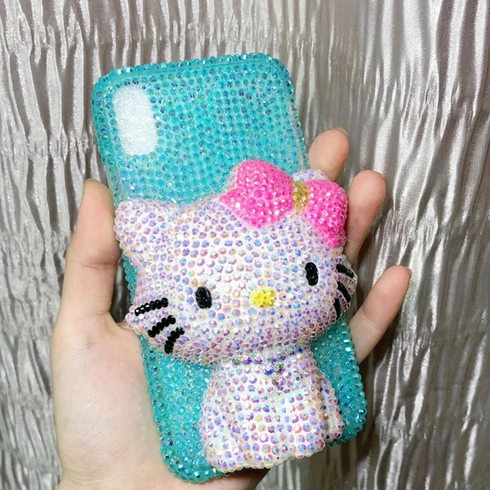 Rhinestone Bling Crystal Phone Case Chain For iPhone 11 12 13 14 15Pro Max X Xs XR 7 8 Plus SE 2 3 10 Transparent Bumper Cover