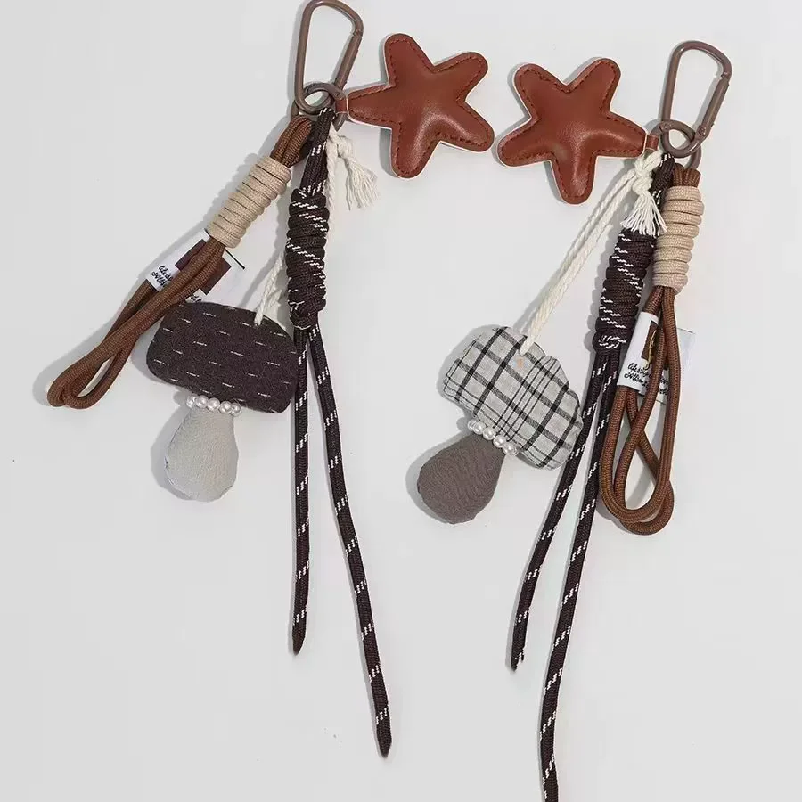 Pendant Cartoon Nylon Woven Keychain Bag Accessories Star Mushroom Car Keychain For Women Gift