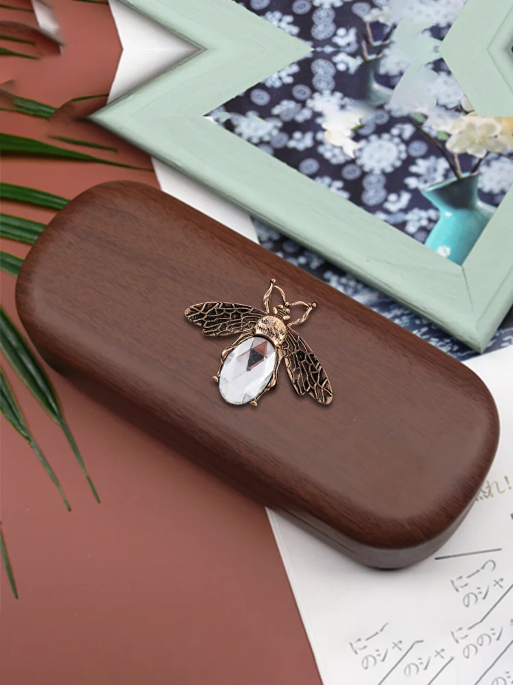 

Retro Student Eyewear Bags Case and Premium PU - Gold Plated Feminine Bow Decor