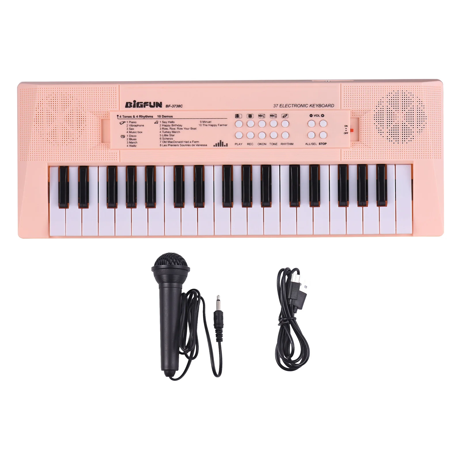 37 Key Electronic Keyboard Piano 4 Tones 4 Rhythms 10 Demos 5 Percussions Single Speaker Musical Instrument with Microphone