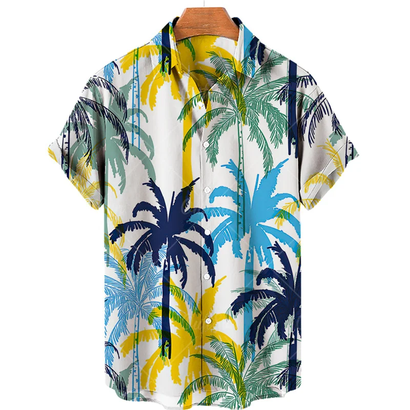 Men's Casual Hawaii Short Sleeve Shirt Coconut Tree Overfit Tropical Luxury Style Vacation Dazn Goth Camisa Floral Clothes Best