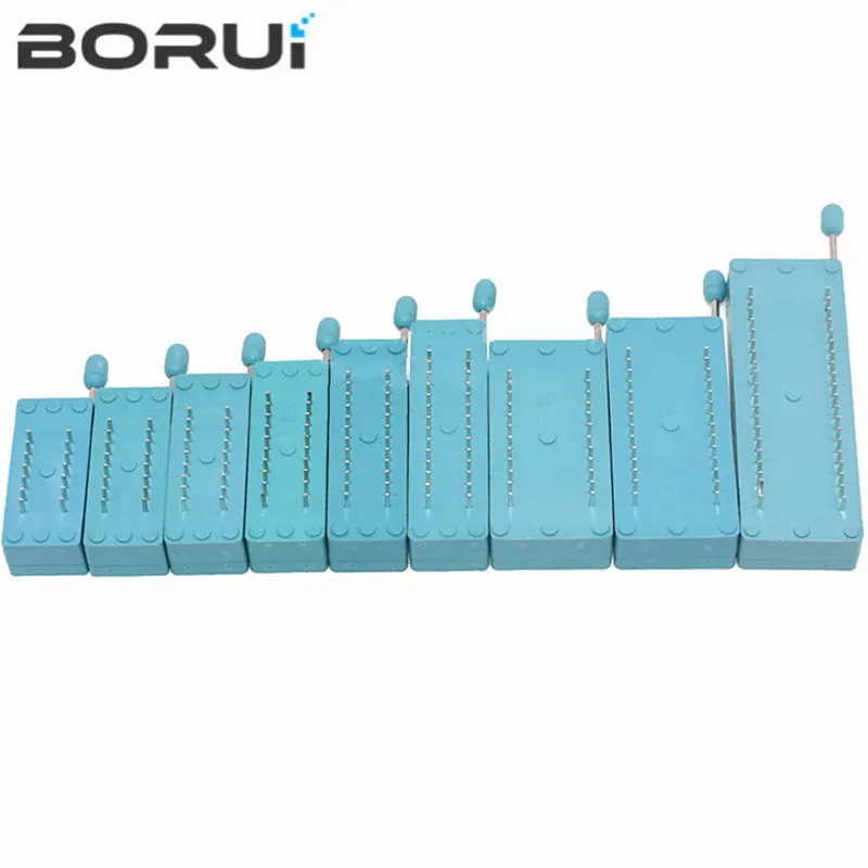 DIP IC Socket 1pcs/lot 14 16 18 20 24 28 32 40 P Pin 2.54 MM Green DIP Universal ZIF IC Socket Test Solder Type IC lock seat zif socket