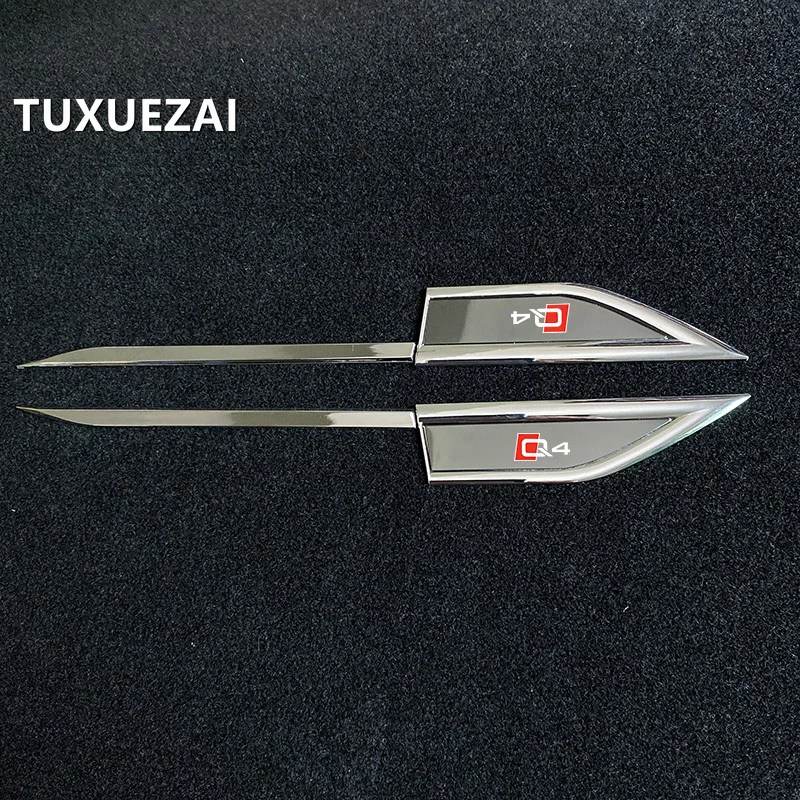 TUXUEZAI 아우디 Q4 용 자동차 스타일링 사이드 윙 펜더, 금속 트림 엠블럼, 차체 허리 라인 스티커, 데칼 액세서리, 1 쌍