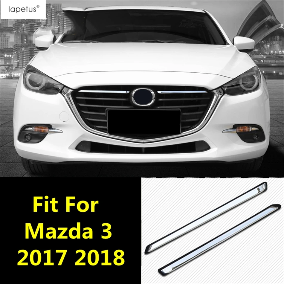 

2PCS Car Front Middle Grill Grille Grids Strip Decoration Cover Trim For Mazda 3 2017 2018 Chrome / Red Accessories Exterior Kit