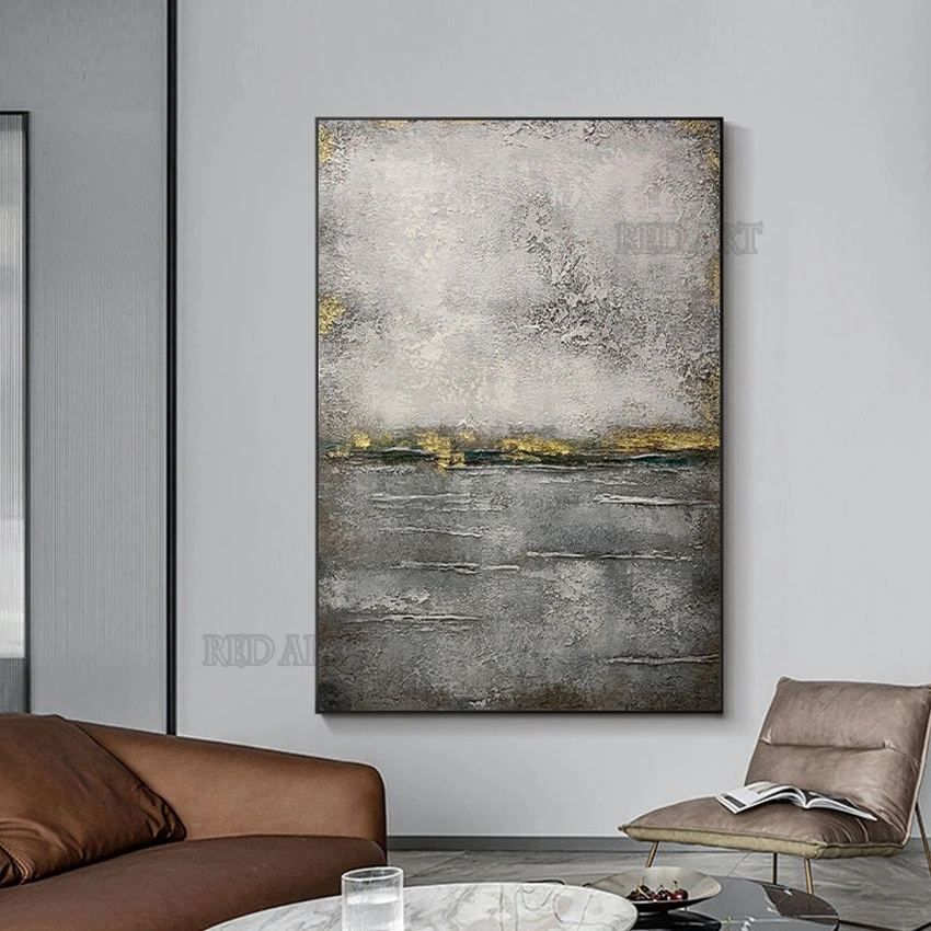 

Frameless Abstract Gray Color Art, Hand Painted Nordic Style Oil Painting, Hotel Decor Wall Poster Home Hangings, Canvas Artwork