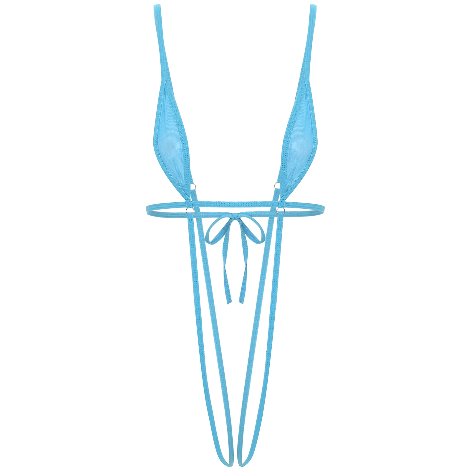 thumbnail image 1 of Traje de baño para mujer, microbikini brasileño con tirantes, Monokini, traje de baño pequeño, traje de baño de malla transparente sin entrepierna, ropa de dormir, 1 of 5