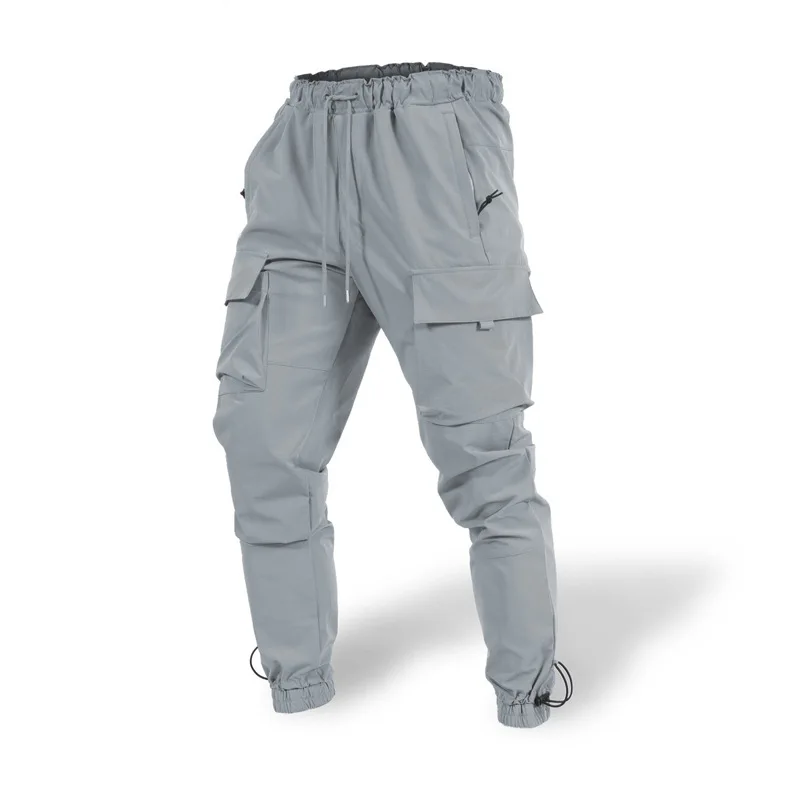 Spring and autumn large size 2023 new men's casual and loose large size quick-woven pants multi-pocket sports overalls