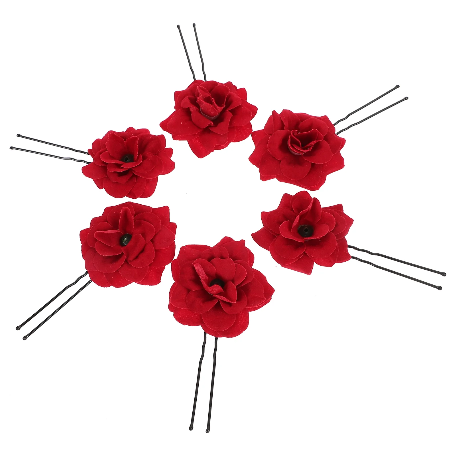 

6pcs/5pcs Rose Flower U-shaped Hair Pins Wedding Hair Accessories Flowers Bridal Hair Clips for Women Headpieces