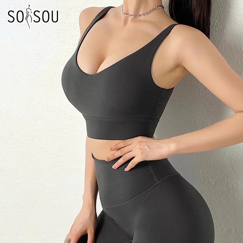 SOISOU Women's Tracksuit Yoga Set Women Leggings Crop Top Sportswear Women's Summer Suit High Waist Tight Set Woman 2 Pieces yoga set sports set yoga pants set