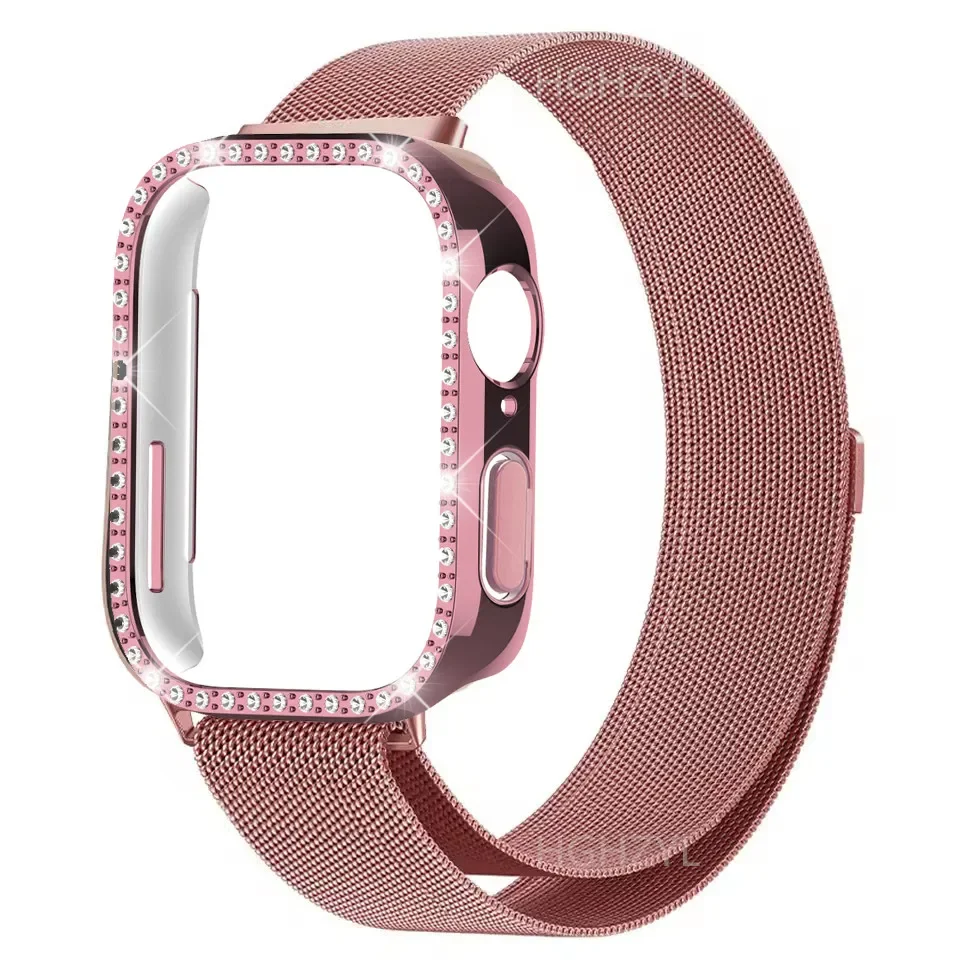 Luxury Diamond Case Metal Milanese Magnetic Loop Strap