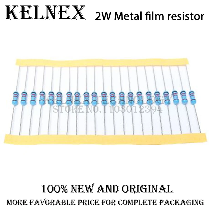 Metal Film Resistor Metal Film Resistors Electronic Component 20pcs 2W 1% 1R ~ 1M 2.2R 4.7R 10R 22R 47R 100R 220R 470R 1K 10K 100K 2.2 4.7 22 47 100 220 470 ohm