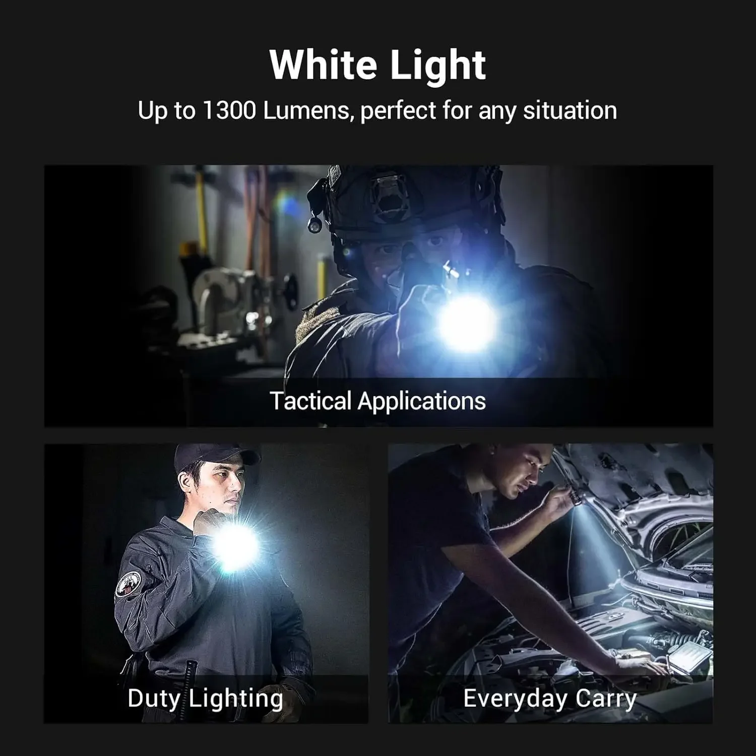 NEXTORCH TA21 세트 전술 손전등 고루멘, 1300루멘 백색광 및 적색광 충전식 손전등