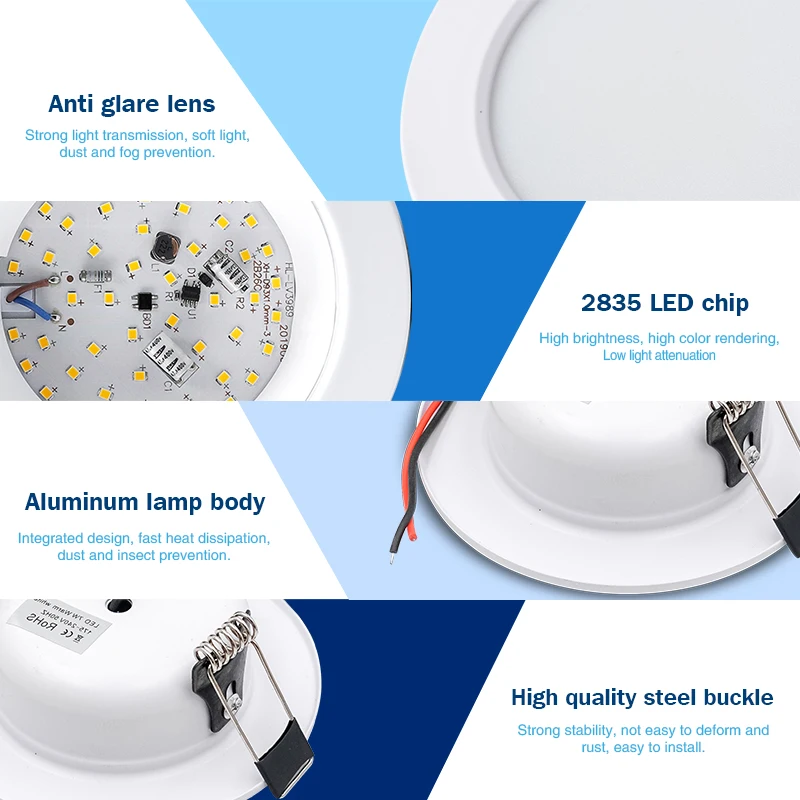 10pcs/lot LED Downlight 5W 9W 12W 15W 18W Recessed Spotlight Ceiling Lamp AC110V 220V DC12V 24V Indoor Lighting Warm Cold White