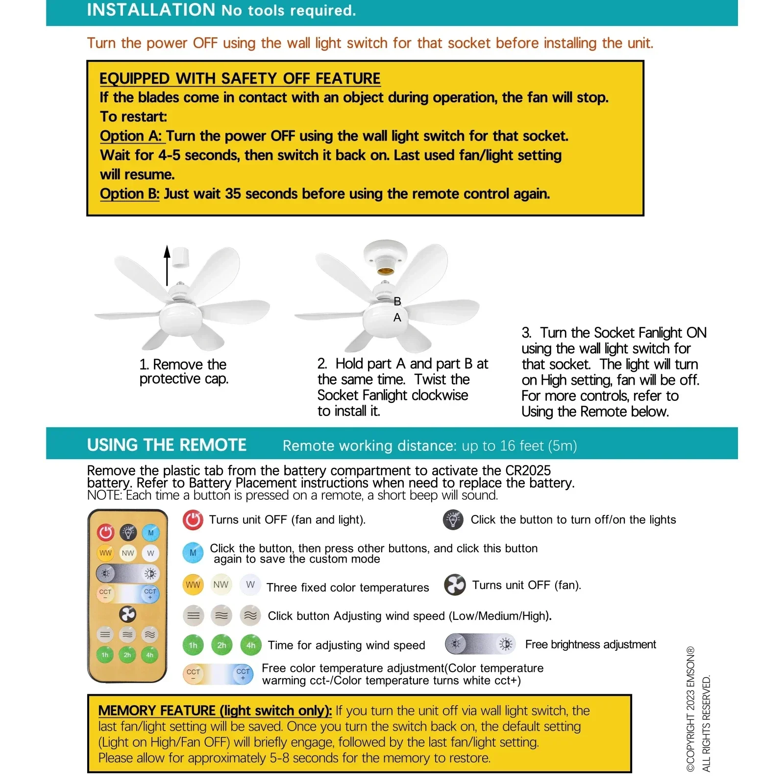 LED ceiling fan light E27 with remote control dimming 3-speed adjustable wind speed suitable for living room study home use