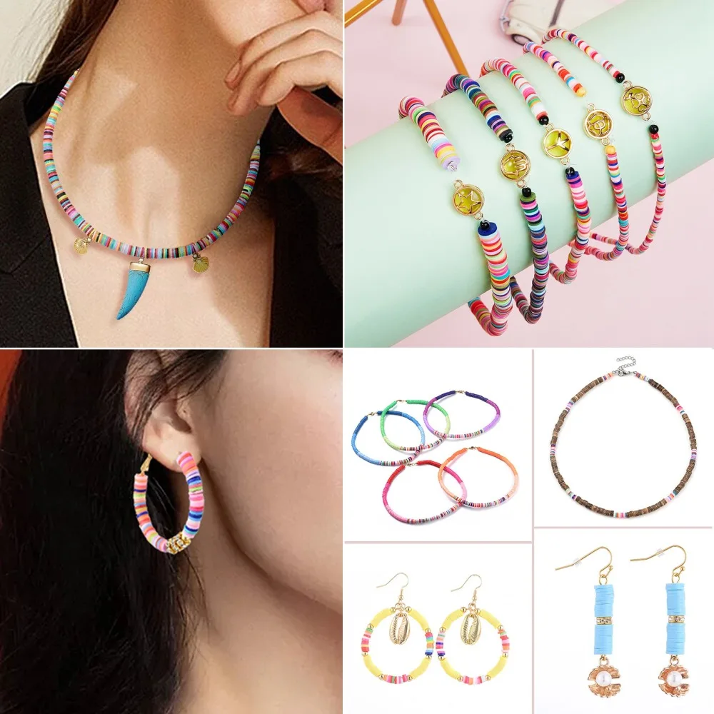 8mm Heishi Beads Flat Round Polymer Clay Beads Bulk Chip Disk Loose Spacer Bead for Jewelry Making Handmade DIY Bracelet 3500Pcs