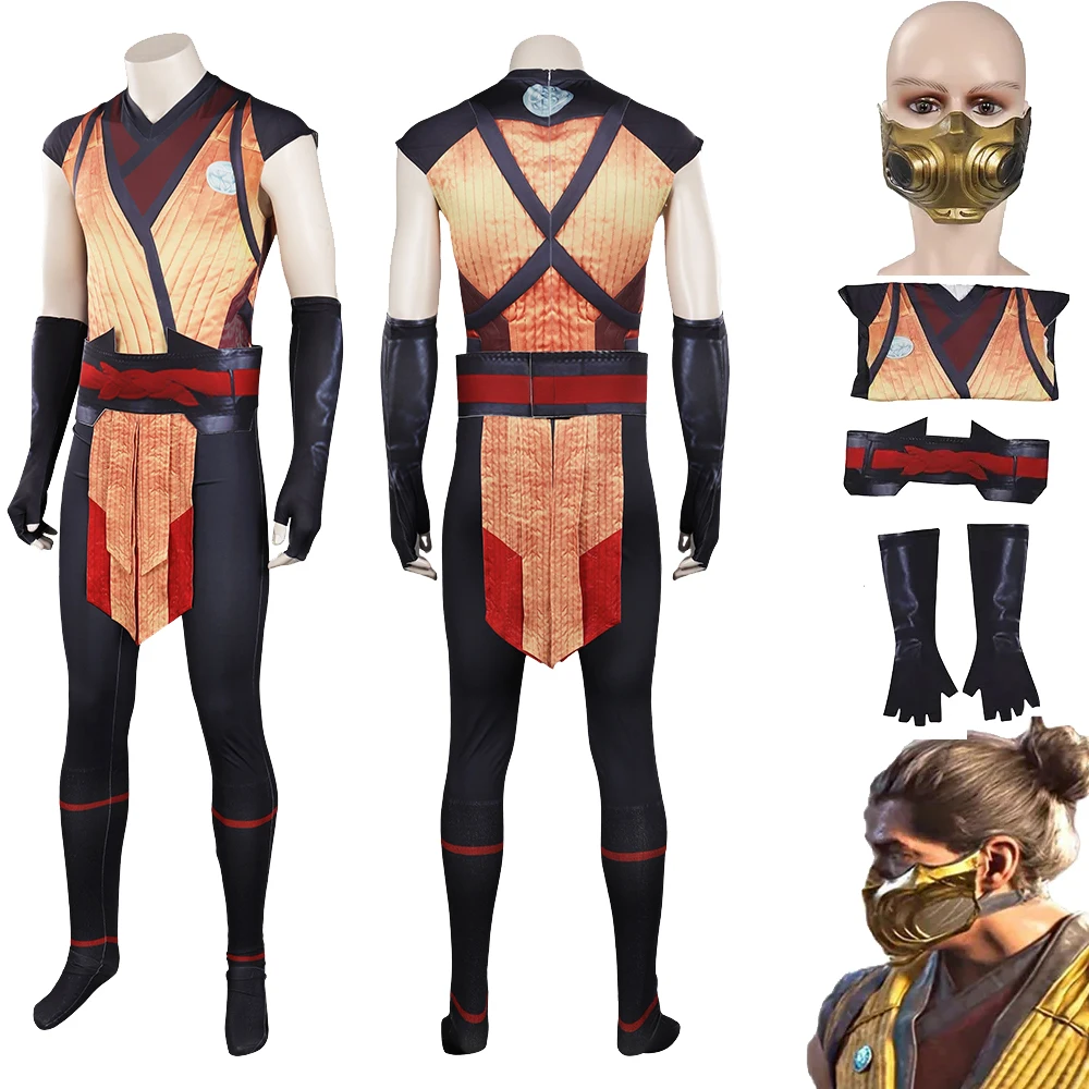 

Scorpion Cosplay Costume Mortal Cos Kombat Jumpsuit Mask Game Role Play Male Clothes Outfits Fantasy Halloween Carnival Suit