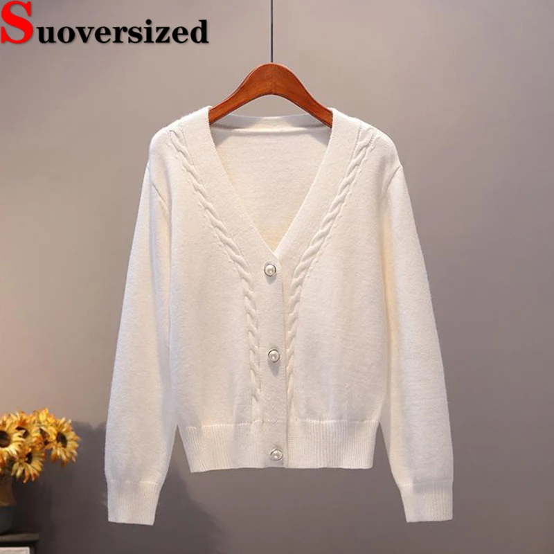 

Fall Winter Women's Short Knitted Cardigan Korean Elegant Knitwears Loose Fashion Cropped Sweater Casual Long Sleeve Coats