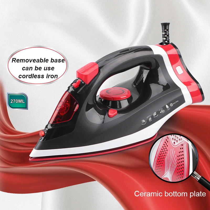 Rechargeable Cordless Steam Iron  Electric Clothes Fabric Explosive Generator Garment Steamer Fast-Heat Wireless Travel Flatiron Irons In red