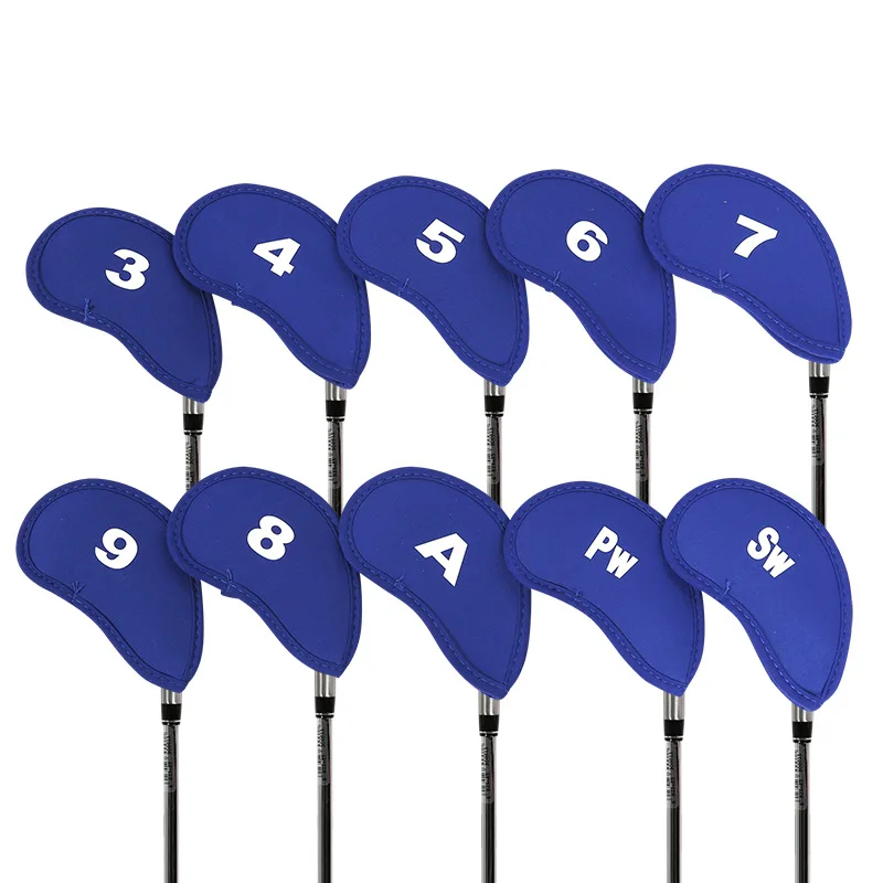 10 stücke Golf Head Covers Club Eisen Protector Neopren Headcover Golf Zubehör Schwarz Golfer Licht Geschenk Für Golfer Drei Farben – Detail 3