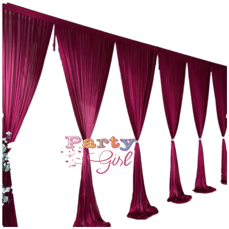 10FT 20FT Long White Ice Silk Wedding Backdrop Curtain Stage Background Valance Event Party Deco