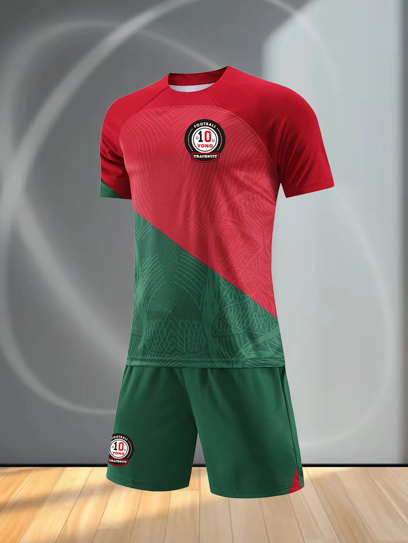 Men's Casual Sports Football Uniform round Neck Top with Fashionable Breathable Shorts Comfortable Football Suit Set