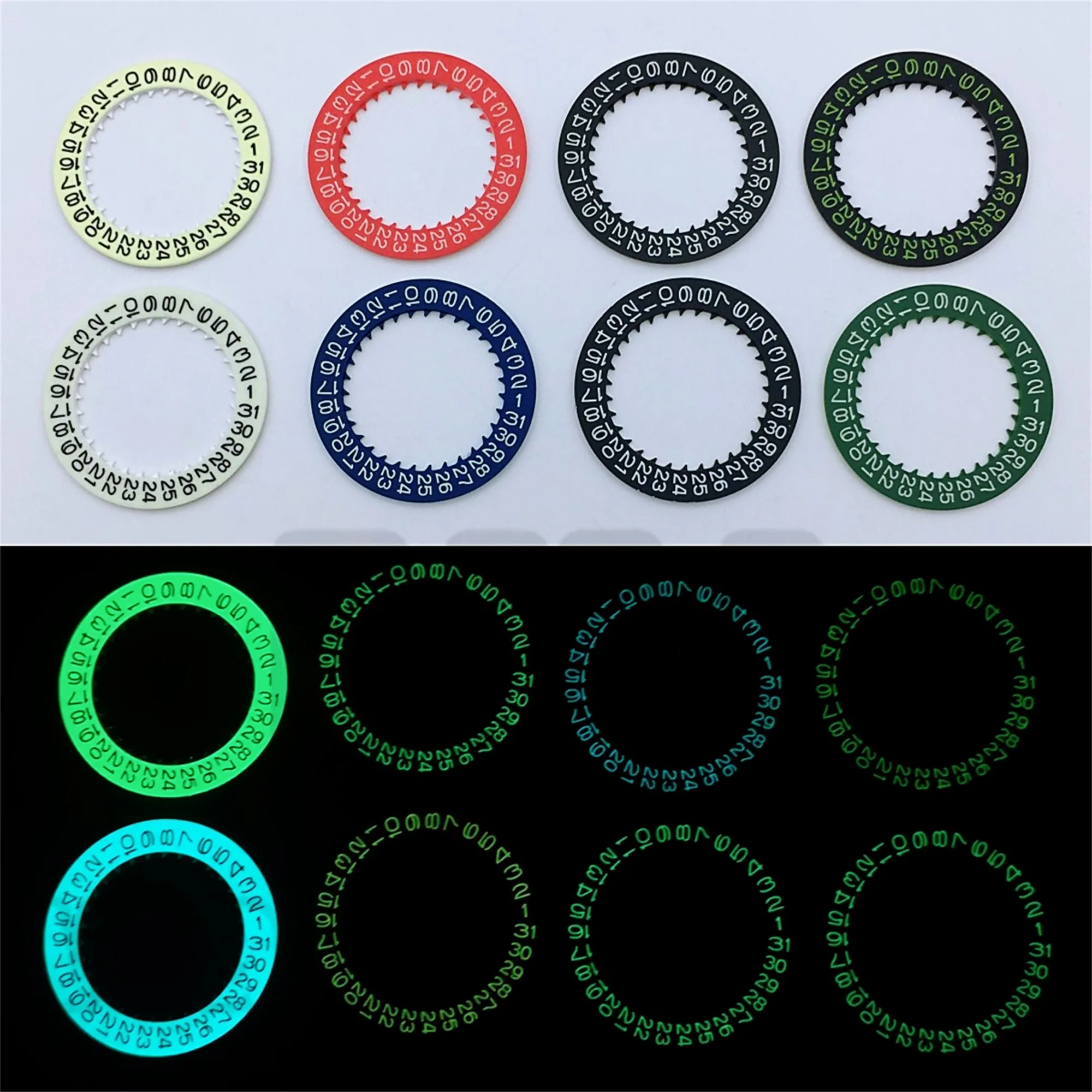Luminous Watch Calendar Disc with Date Wheel for Modified Repair Tools - Black, White, Green, Blue Options