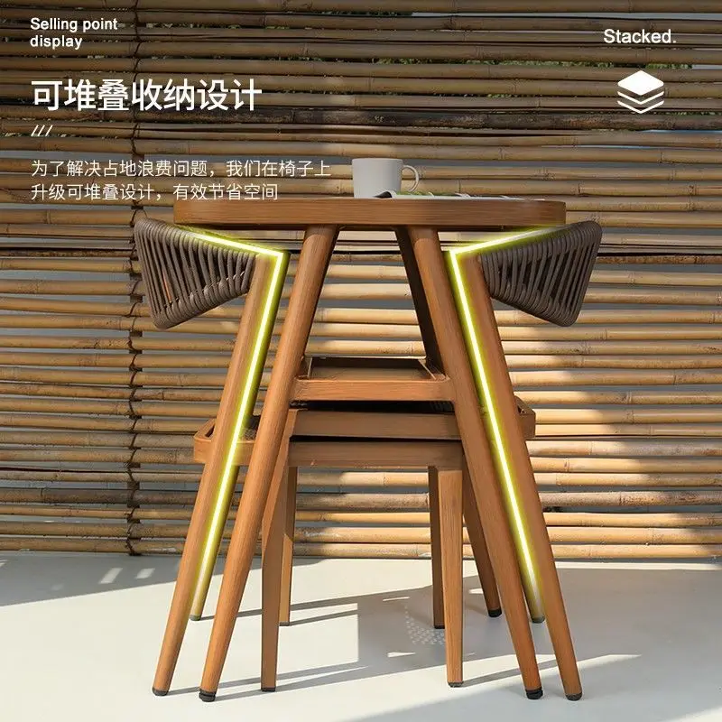 Balcony Rattan Chair Three-piece Set Home Leisure Combination One Table and Two Chairs Beach Garden Table and Chair Set