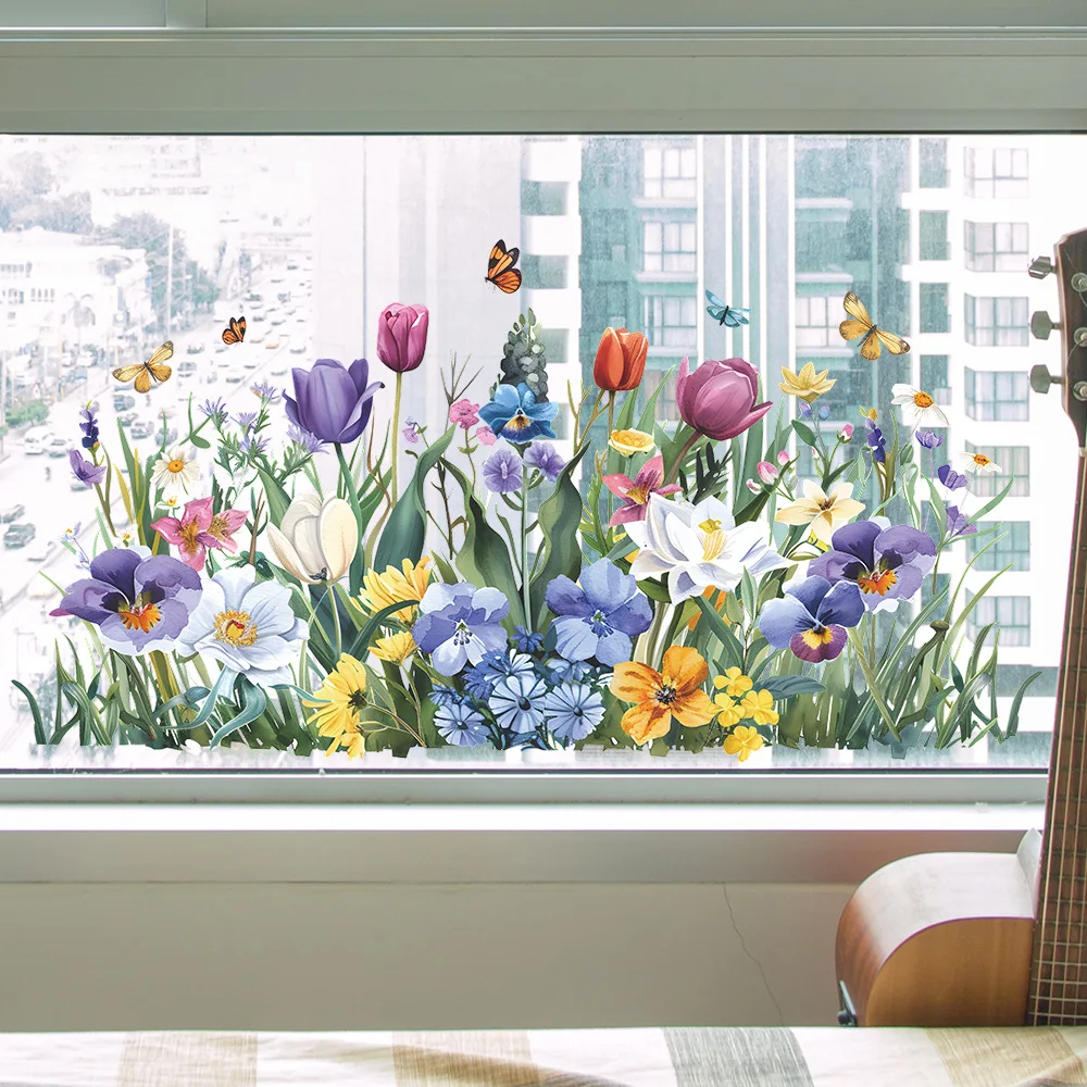Plant Flower Decorative Mirrors Child Wall Stickers for Girl Room Decoration Bathroom Decoration Adhesive Wallpaper Wall Decor