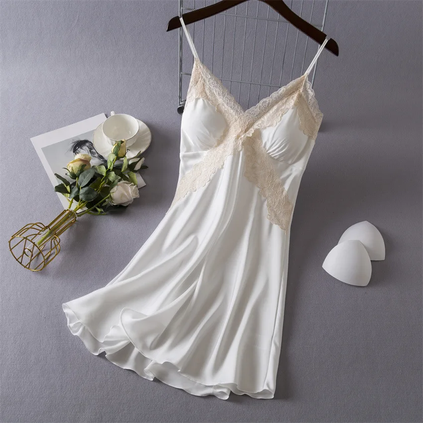 Daeyard Women's Sexy Lingerie Satin Nightgown Silk Chemise V Neck