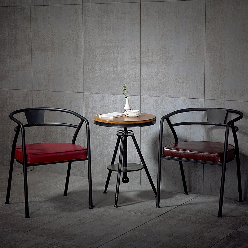 

Patio Metal Dining Chairs Garden Lounge makeup Leather Seat Chair Designer Modern Minimalist Stool Silla Comedor Home Furniture