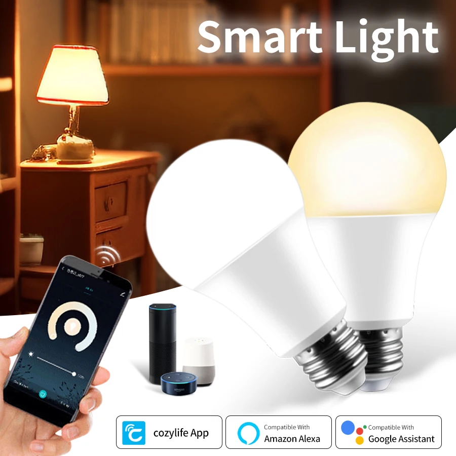 Smart LED Light Bulbs 220V 110V E27 WiFi Smart LED Bulb 20W 15W 12W Dimmable APP Timer Switch Alexa Google Voice Assistant Voice Control
