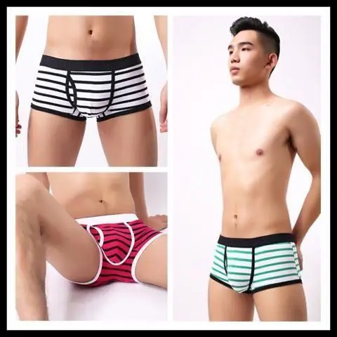 Gestreifte Baumwolle Unterwäsche Männer Mode Boxer getrennt erotische Dessous Unterhosen u Beutel nahtlose Ausbuchtung atmungsaktive Höschen männlich – Detail 13