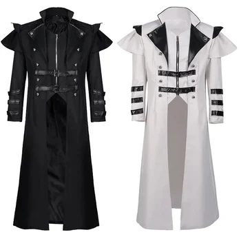 European And American Medieval Retro Gothic Zipper Long Coat Clothing