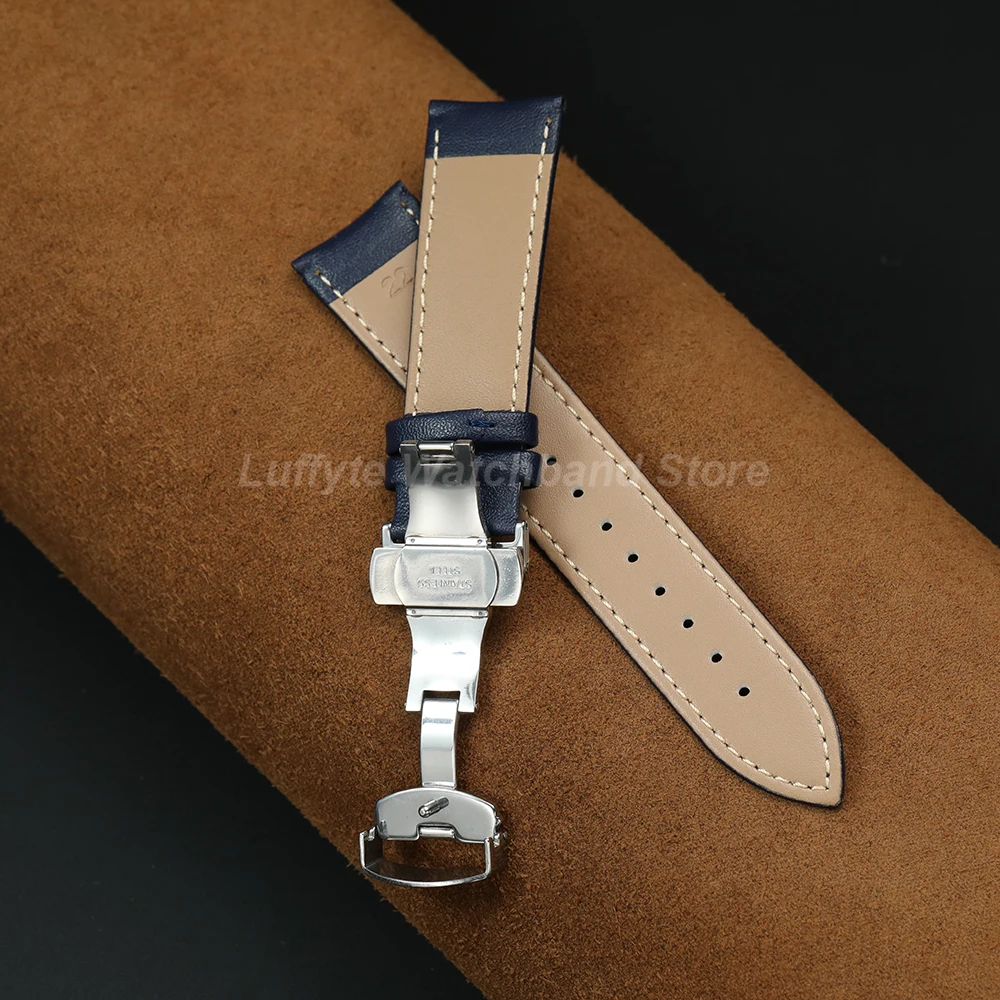Elegant Women's Leather Watch Strap with Butterfly Buckle - Soft Fashion Wristband Replacement
