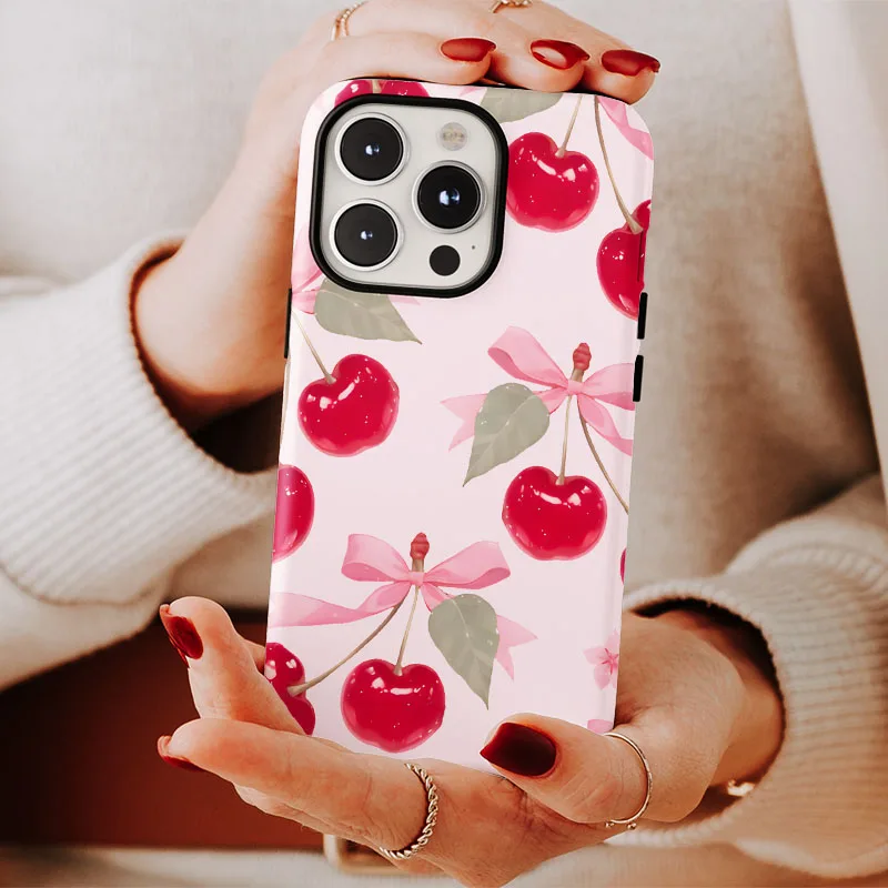 Pink Cherry 2-in-1 Film Shell Phone Case