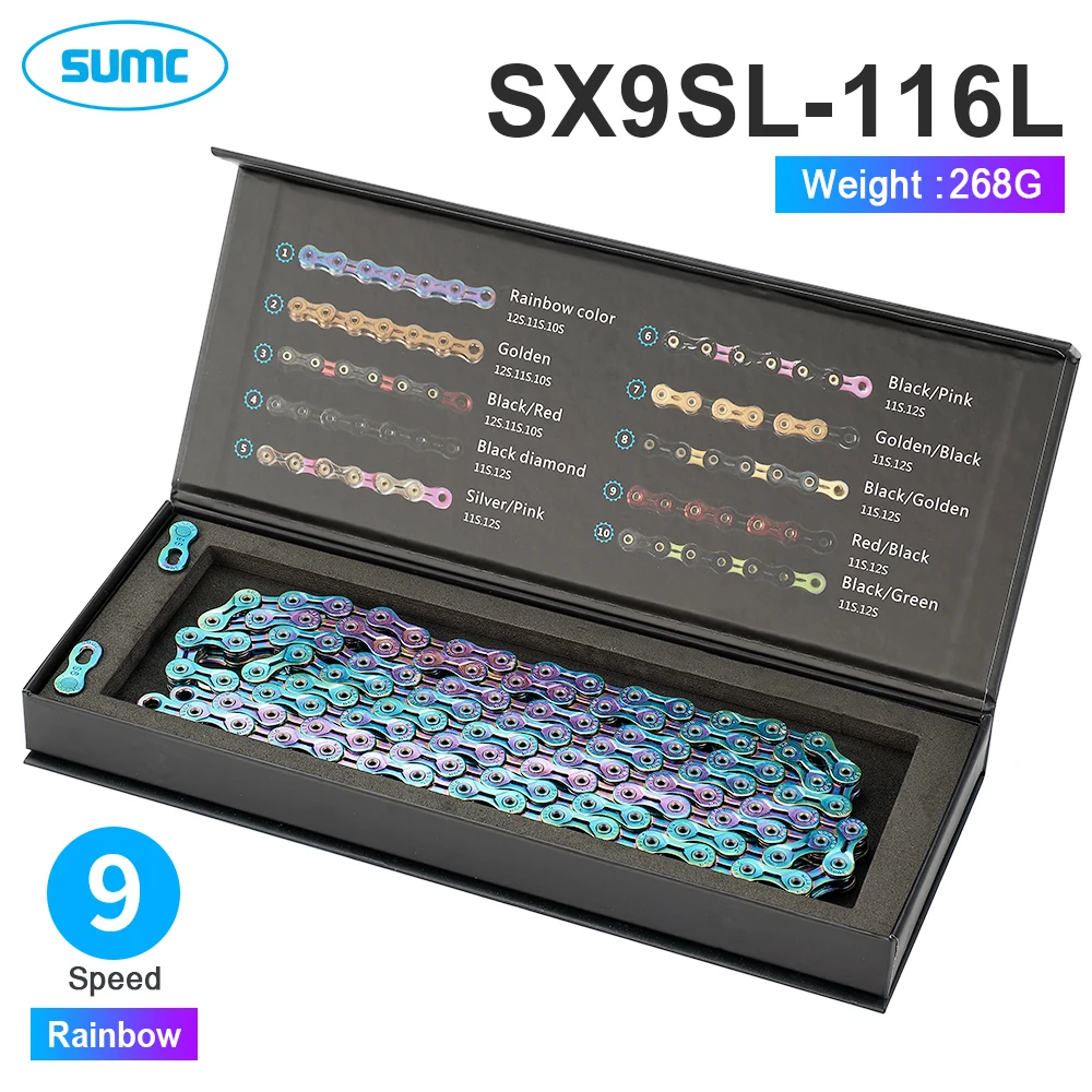 Sumc チェーン Sumc-虹中空半中空自転車チェーン、マジックバックル、ロード
