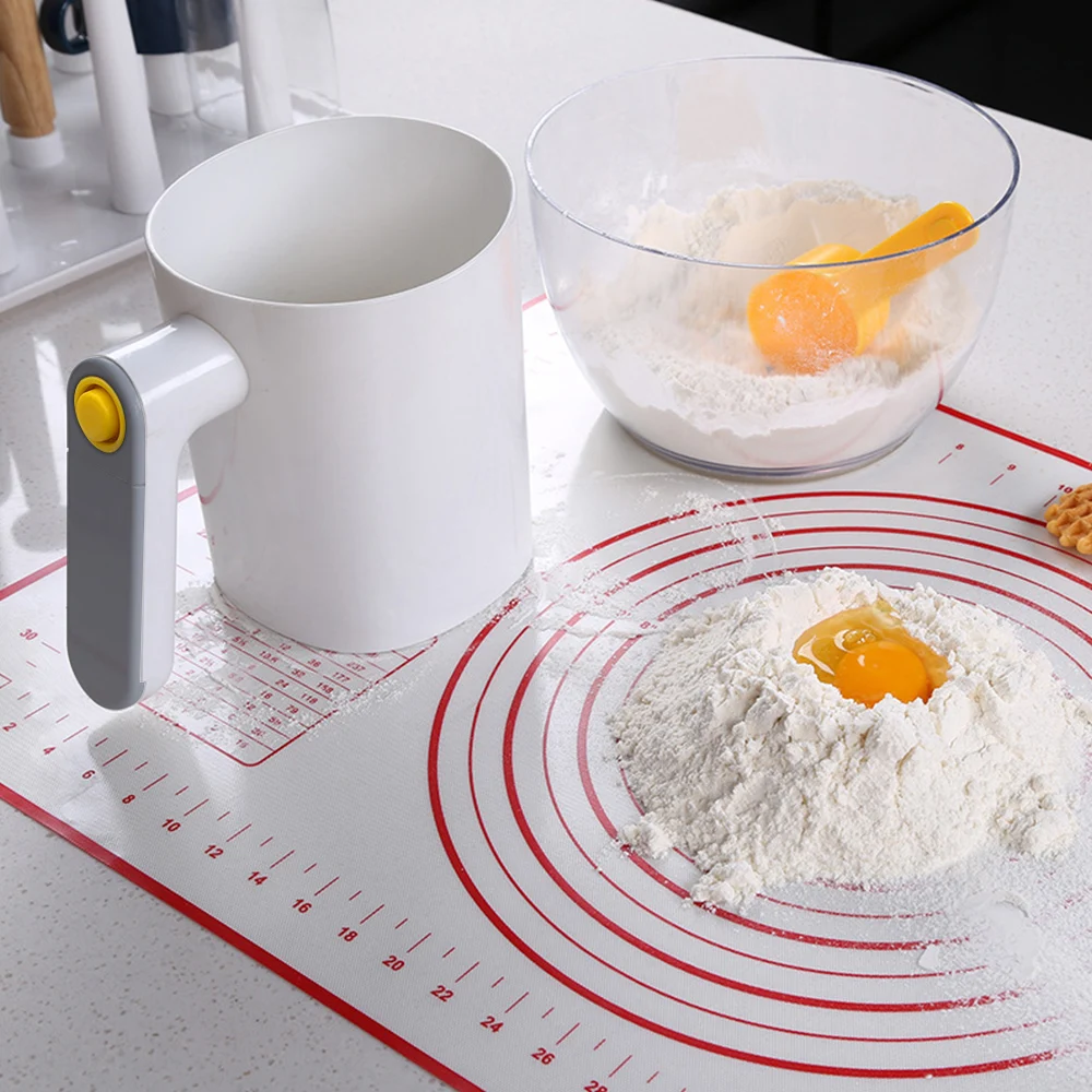 Flour Sifter Baking Tools Mesh Strainer Fine Mesh Strainer Powder Sieve Handheld Icing Sugar Powder Electric Flour Sieve Screen Cup Shaped Kitchen Pastry Cake Tool Stainless Steel