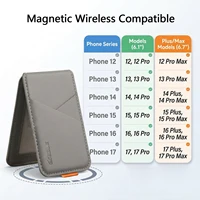 Premium PU Leather Magnetic Phone Card Holder, RFID Anti-Skimming Wallet Compatible with Magnetic Wireless Charging Smartphones, 6