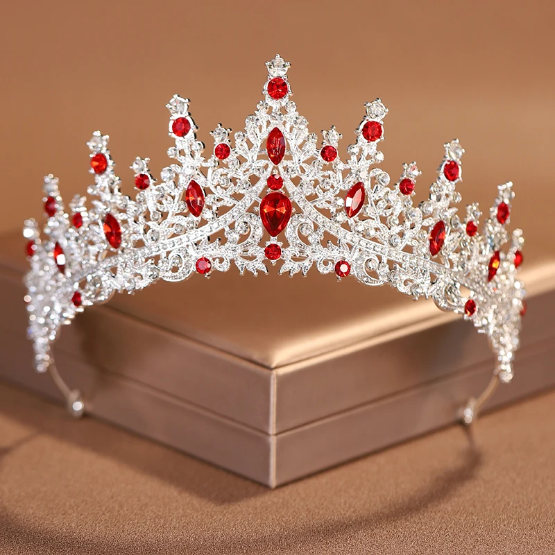 Bride Tiaras Rose Red Exquisite Wedding Crown bridal headwear