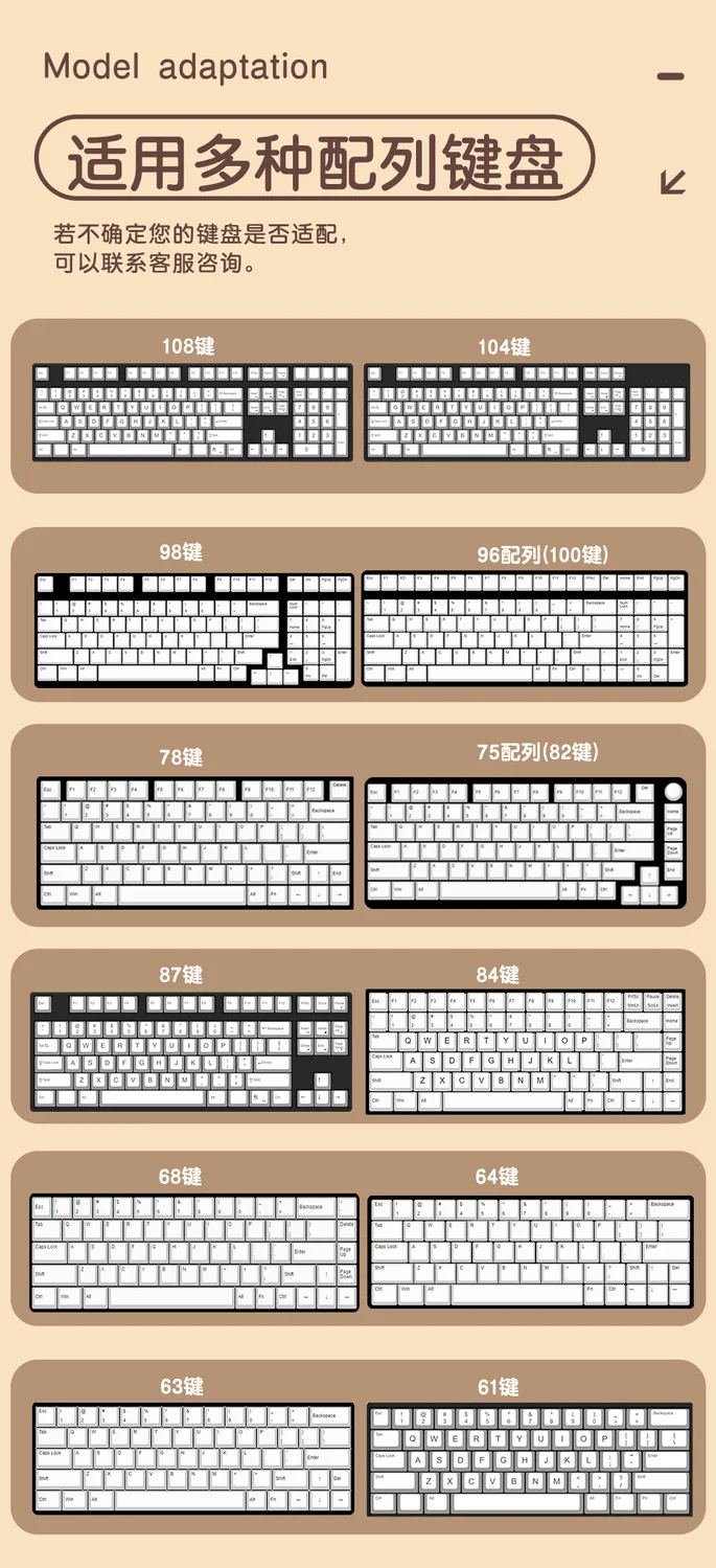 bonito, cor retro, adequado para DIY, modificação teclado mecânico