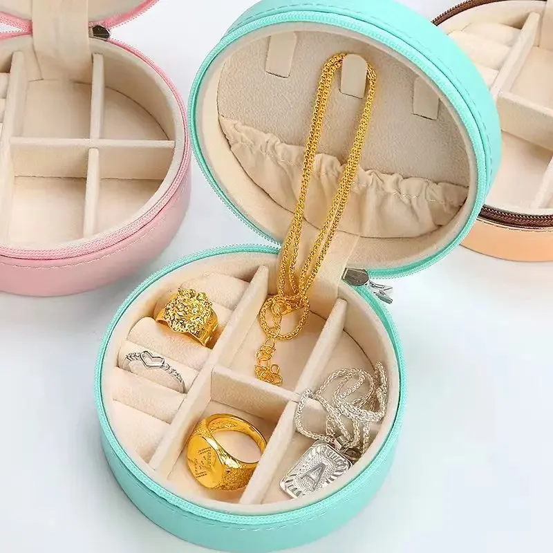 Portable Multifunction Outdoor Travel Jewelry Box PU Leather Velvet Small Jewelry Storage Case Rings Bracelets Gifting Packaging